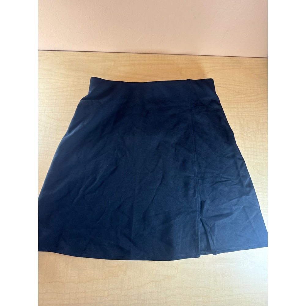 H&M Black Mini Skirt with Front Slit Size XS‎ A-Line Stretch Short Skirt
